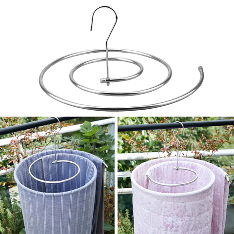 Stainless Steel Round Spiral Quilt Sheets Hanger Blanket Hanger Save Space Rotating Drying Rack Outdoor Home Balcony Hanger ► Photo 1/6