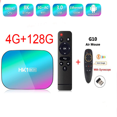 HK1 Box S905X3 Amlogic smart TV BOX 9.0 ddr3 4GB 32G/64G/128G gigabit lan port 1000m 2.4G 5G wifi Bluetooth 8k optional g10 ► Photo 1/3