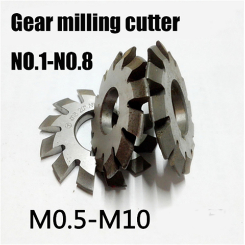 M0.5 M0.75 M1 M1.25 M2 M2.5 M3 M4-M10 Modulus PA20 degrees NO.1-NO.8 HSS Gear Milling cutter Gear cutting tools Free shipping ► Photo 1/5