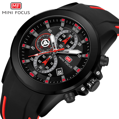 MINI FOCUS Army Watches Men Silicone Strap Chronograph Quartz Watch Luxury Sports Wristwatch Top Brand Relogios Masculino 0287 ► Photo 1/6