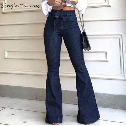 High Waist Bellbottom Jeans Streetwear Fashion Blue Jeans Femme Push Up Slim Denim Pants Women Mon Black Sexy Flare Jeans ► Photo 1/6