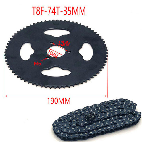 47cc 49cc T8F chain 136 Links and 38 54 74 teeth Chain plate sprocket for mini moto atv quad 2 stroke engine parts accessories ► Photo 1/6
