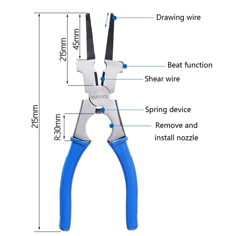 2022 New Multipurpose MIG Welding Pliers Flat Mouth Pincers Wire Cutting Spring Loaded ► Photo 1/6