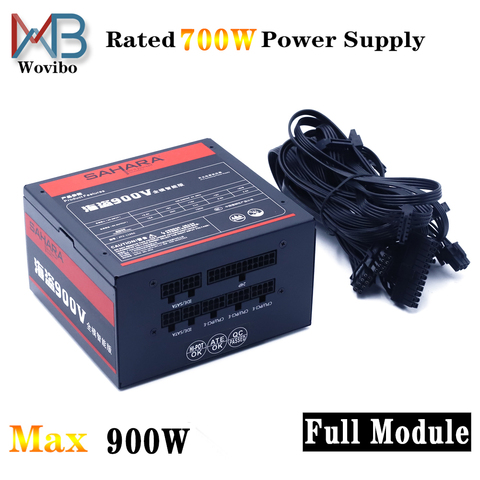 Wovibo PC Gaming Power Supply Rated 700W Max 900W 24PIN 12V ATX 120mm Fan Computer fuente de alimentacion Full Module ► Photo 1/6