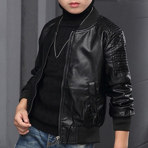 Fashion Boy Outerwear New Spring Autumn Boy PU Jacket Children Warm Simier coat For Boy Coat ► Photo 1/6