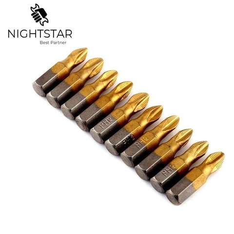 Binoax 10pcs Titanium Screwdriver Bit Coated PH2 Screwdriver Head Anti Slip 1/4 Hex Shank Drill Bit 25mm Power Tools Accessories ► Photo 1/3