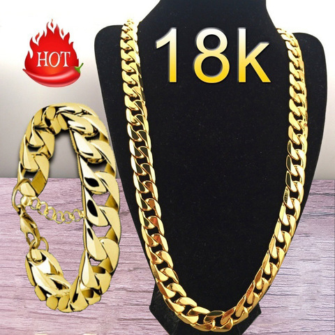 Punk Cuban Chain Gold Necklace Men 50/55/60/65/70/75CM Link Curb Chain Long Necklace for Women Fashion Jewelry Collier homme ► Photo 1/6