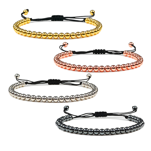 Fashion 5mm Copper Beads Men's Bracelets Charm Handmade Adjustable Braided Bracelet Bangle for Women Yoga Jewelry Gift Pulseira ► Photo 1/6