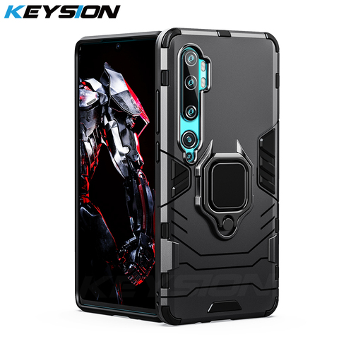 KEYSION Shockproof Armor Case for Xiaomi Mi Note 10 Note 10 Pro Holder Car Ring Phone Back Cover for Xiaomi Mi 9 Lite CC9 Pro ► Photo 1/6