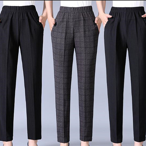 Autumn Winter Middl Aged Women Warm Velvet Elastic Waist Casual Straight Pants Female Trousers Plus Size Clothing ► Photo 1/6