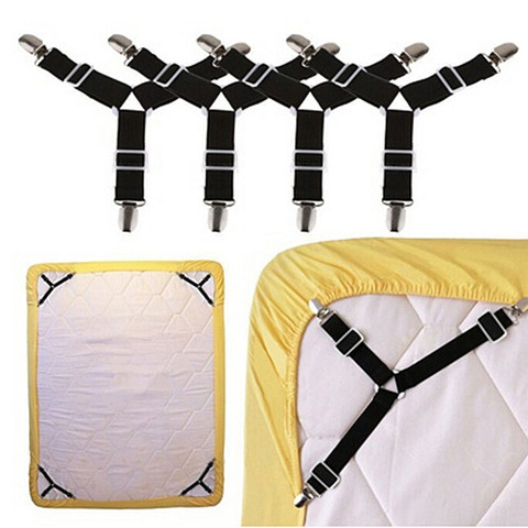 2/4 Pcs White/black Bed Sheet Mattress Cover Blankets Grippers Clip Holder Fasteners Elastic Set ► Photo 1/6