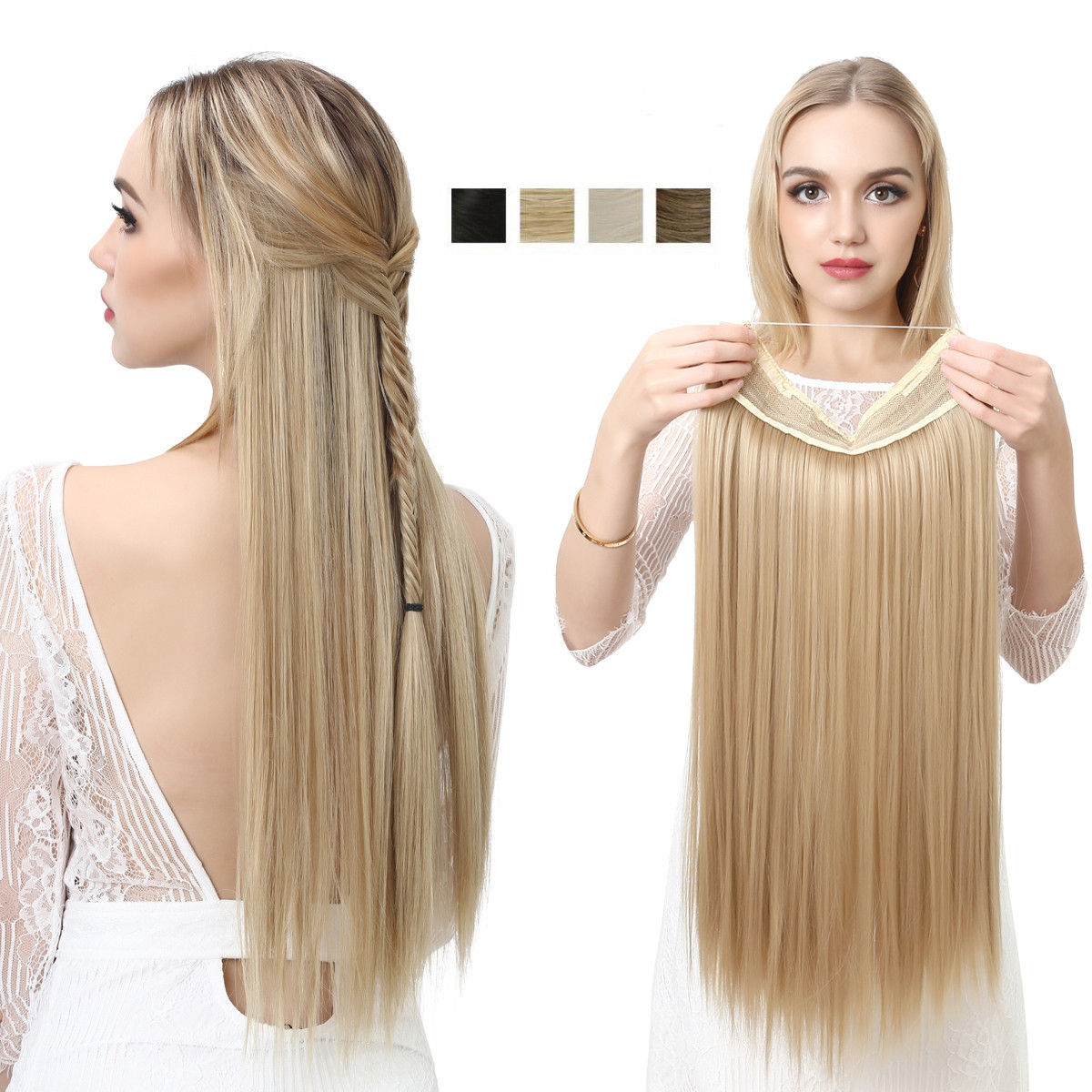 SARLA Halo Hair Extension No Clip Invisible Wire Synthetic Ombre Natural  Fake Long Straight False Hair Piece Hairpiece For Women - Price history &  Review | AliExpress Seller - SARLA Official Store | Alitools.io