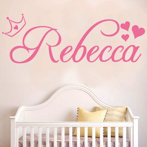 Crown Vinyl Wall Stickers Heart Home Decor Mural Wallpaper Custom Name Made Name Art Kids Room Butterfly Decals C335 ► Photo 1/2