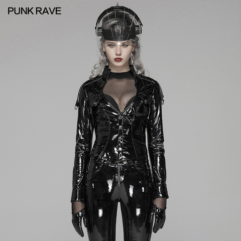 PUNK RAVE Women's Punk Brian PU Leather Faux Leather Short Jacket Club Handsome Personality Motorcycle Women Clothing ► Photo 1/6