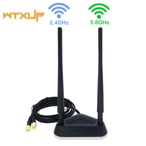 RP-SMA RP SMA Male to Female M / F EXTENSION Cable CORD 1.13M dual band WIFI Antenna Fixed Holder Magnet Base Dock ► Photo 1/6