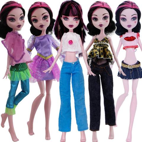 One Set Fashion Doll Outfit Daily Casual Wear Trousers Blouse Jeans Dress Clothes for Monster High Doll Accessories DIY Toy ► Photo 1/6