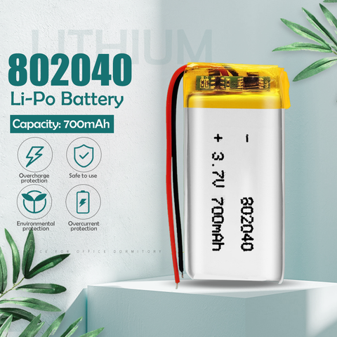 802040 700mah 3.7v Lipo Li-polymer rechargeable battery for