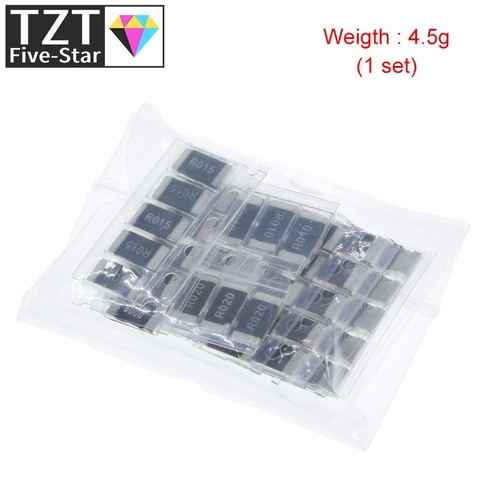 TZT 50PCS Alloy resistance 2512 SMD Resistor Samples kit ,10 kindsX5pcs=50pcs R001 R002 R005 R008 R010 R015 R020 R025 R050 R100 ► Photo 1/6