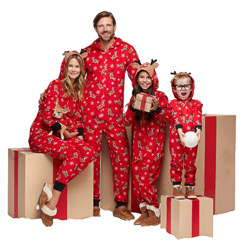 2022 Christmas Family Matching Rompers Adult Kid Baby Family Matching Outfits Pajamas Xmas Deer Family Look Matching Jumpsuits ► Photo 1/6