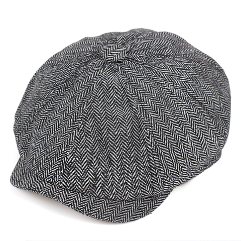 2022 new Retro Newsboy Caps Men Octagonal Hats Black British Painters Hats Autumn Winter Berets Herringbone Flat Caps ► Photo 1/6