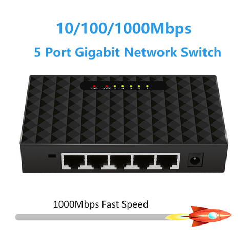 Gigabit Mini 5-Port Desktop Switch Fast Ethernet Network Switch LAN Hub RJ45 Ethernet and Switching Hub Shunt ► Photo 1/6