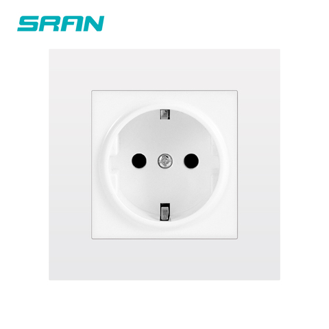 SRAN EU power socket,16A 250V standard ground with safety door white new flame retardant PC panel 86mm*86mm wall socket ► Photo 1/6