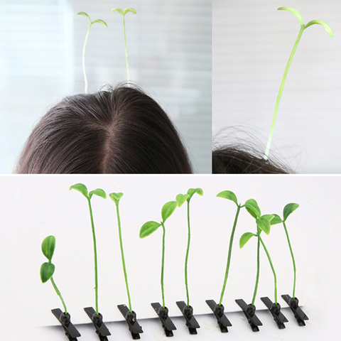 2pcs Hair Clip Plants Show Moe Artifact Small Bean Sprouts Miaofa Clip Head Long Grass Wacky Cartoon Headdress Flower ► Photo 1/5