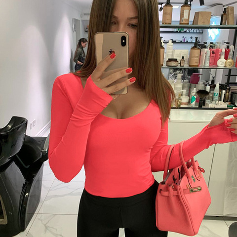 Orange Neon Bodysuit Women Long Sleeve Bodycon Sexy 2022 Autumn Winter Streetwear Club Party Outfits Casual Female Clothing ► Photo 1/6