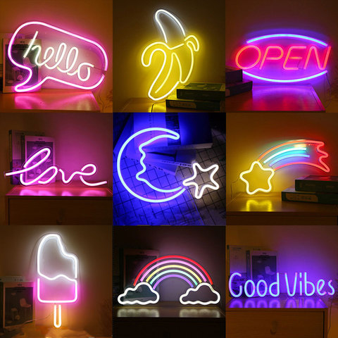 Led Neon Light Sign Colorful USB Neon Lamp Wall Decor for Holiday Xmas  Party Wedding Decorations