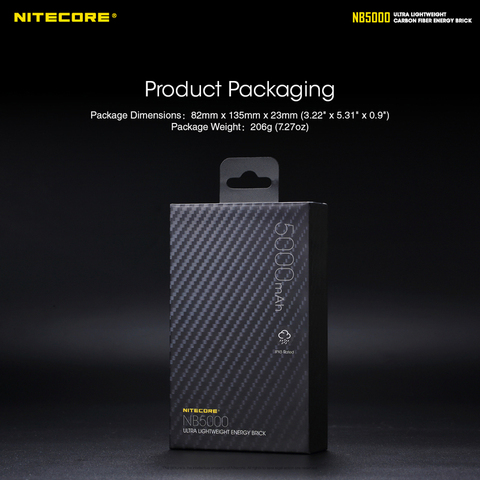 Ultra Lightweight Carbon Fiber Mobile Charger NITECORE NB5000 Compact 5000mAh Power Bank with Two-way PD + QC 3.0 Output ► Photo 1/6