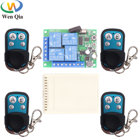 433Mhz Universal Wireless Remote Control Switch AC 85~220V 10A 4 Relay Receiver Module RF Transmitter Light Lamp HomeApplication ► Photo 1/6