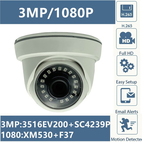 3MP 2MP 3516EV200+SC4239P 2304*1296 1080P IP Ceiling Dome Camera Indoor XM530+F37 Onvif IRC CMS XMEYE P2P RTSP Motion Detection ► Photo 1/6
