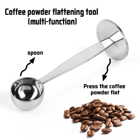 2 in 1 coffee spoon Stainless steel powder press 10g standard spoon Dual-purpose coffee bean spoon Coffee maker accessories ► Photo 1/6
