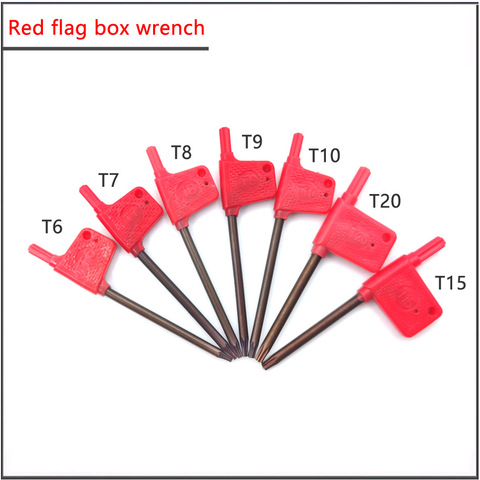 10PCS T6 T7 T8 T9 T10 T15 T20 Superior quality T wrench Red Flag Plate Spanner Box End Wrench Star Hex Key Knife Wrench ► Photo 1/6