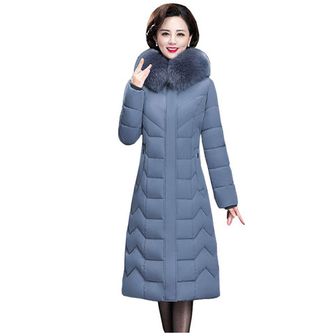 Long Slim Fur Coat Hooded Winter Down Coat Heavy Jacket Thick Warm Oversize Cotton Padded Wadded Parkas Outwear ► Photo 1/6