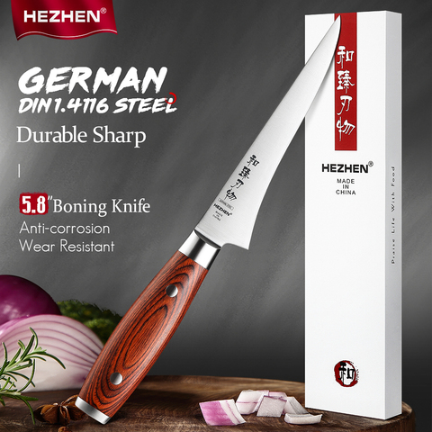 HEZHEN 5.8 Inches Boning Cook Knives Super Sharp Stainless Steel Rivet With Pakka Wood Handle Professional Kitchen Knives ► Photo 1/6