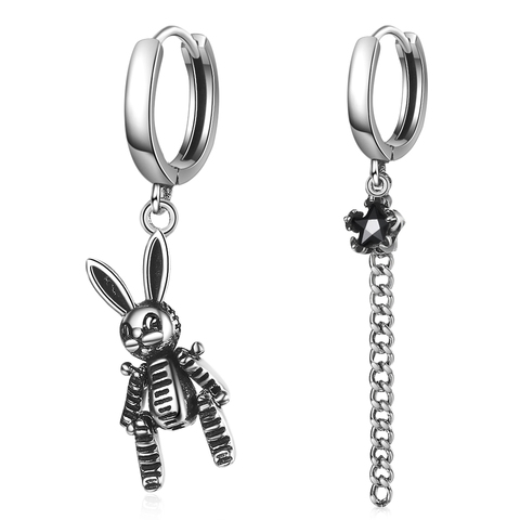 Vintage Rabbit Long Tassel Asymmetric Hoop Earrings For Women Cute Animal Jewelry Gift Wholesale S-E1074 ► Photo 1/6