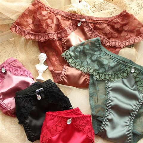 Plus Size sexy panties women Satin Lace Upscale underwear women Mesh briefs ropa interior femenina bielizna damska bragas mujer ► Photo 1/6