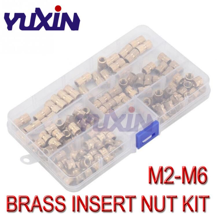 330pcs Brass Insert Nut Isolation Column Knurled Nut Fasteners Insert Nut Kit Threaded Embedment Nut Assortment Kit 