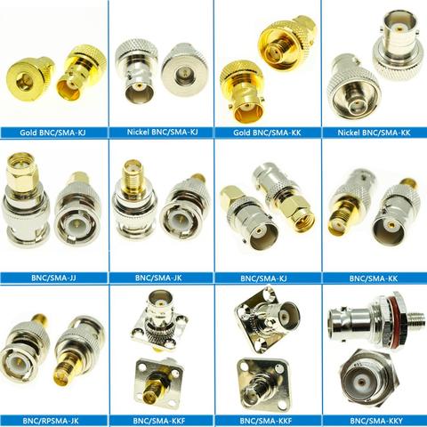 BNC To SMA Connector Socket Q9 BNC Male & Female Jack To SMA Male & Female Flange O-ring Bulkhead Panel Nut Brass RF Coaxial ► Photo 1/6