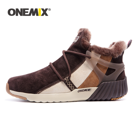 ONEMIX Winter Men's Boots Keep Warm Wool Trekking Sneakers Outdoor Unisex Mountain Waterproof Hiking Shoes Running Shoes for Man ► Photo 1/6