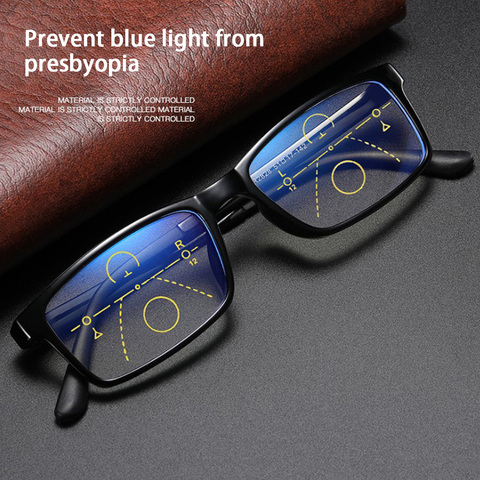 1PC Progressive Reading Glasses Men Women Multifocal Bifocal  Anti Blue Light Magnifying Presbyopic EyeGlasses +1.0~+4.0 ► Photo 1/6