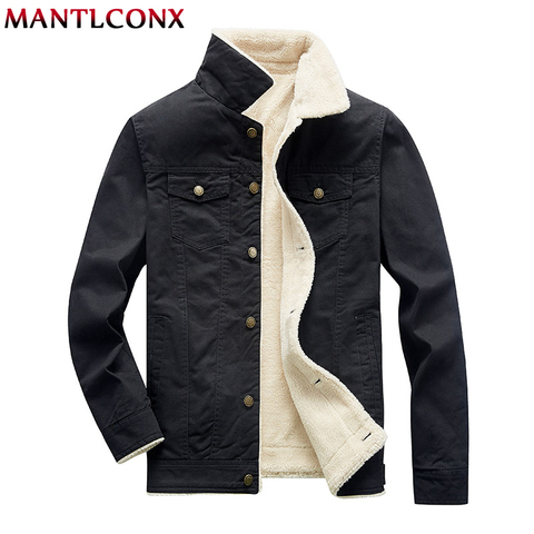 MANTLCONX Winter Jacket Men Bomber Air Force Pilot Jacket Warm Male Fur Collar Army Jacket Tactical Mens Jackets and Coats 4XL ► Photo 1/6