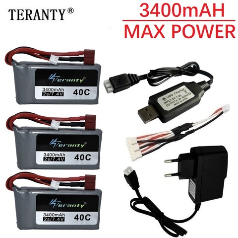 7.4v 3400mah Lipo Battery For Wltoys 12428 12423 RC Four-wheel RC Vehicle Car 1500mAH 7.4v Battery Feiyue 03 Q39 RC Part charger ► Photo 1/6