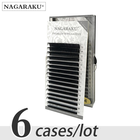 NAGARAKU 6 Cases Lot Mix Eyelash Extension Synthetic Mink Individual Eyelash Mix 7-15mm 16 Lines High Quality Soft Faux Cils ► Photo 1/6