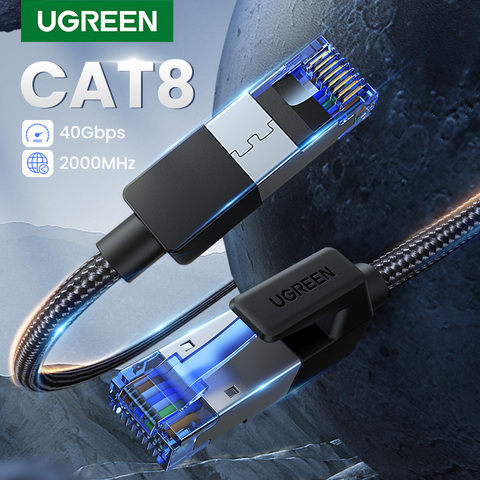 UGREEN CAT 8 Ethernet Cable CAT8 40Gbps 2000MHz Networking Nylon Braided Internet Lan Cord for Laptops PS 4 Router RJ45 Cable ► Photo 1/6