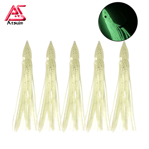 20pcs Luminous Squid Skirts Soft Lure pesca 10cm/12cm Night Fishing Lure Octopus Glow Rubber Artificial Bait Fishing Accessories ► Photo 1/6