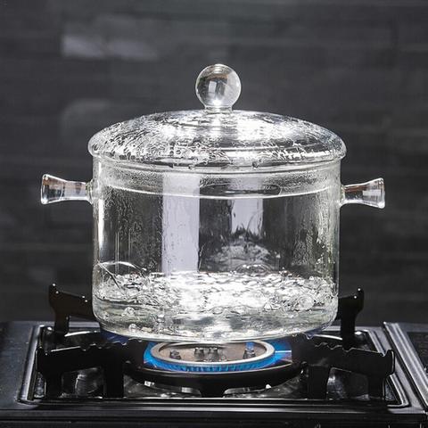 Glass Soup Porridge Pot Stockpots with Lid Microwave Heating for