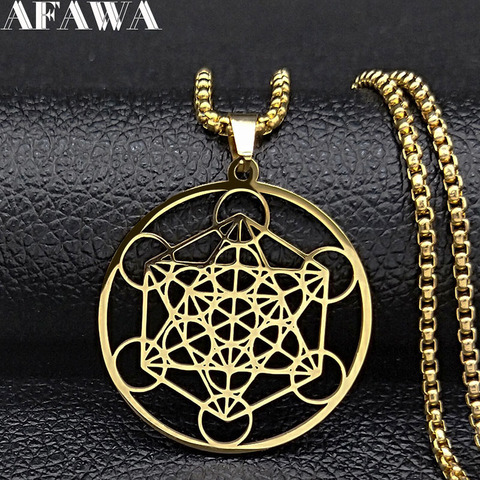 2022 Fashion Yoga Hindu Buddhism Flower of Life Stainless Steel Necklace Chain Women Gold Color Necklace Jewelry collares N620S0 ► Photo 1/6