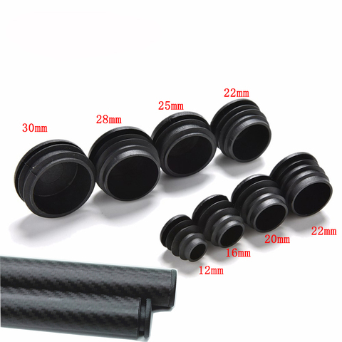 New 50 pcs Black Plastic Furniture Leg Pipe Plug 6 Sizes of Carbon Fiber Tube Pipe Plug for UAV ► Photo 1/6